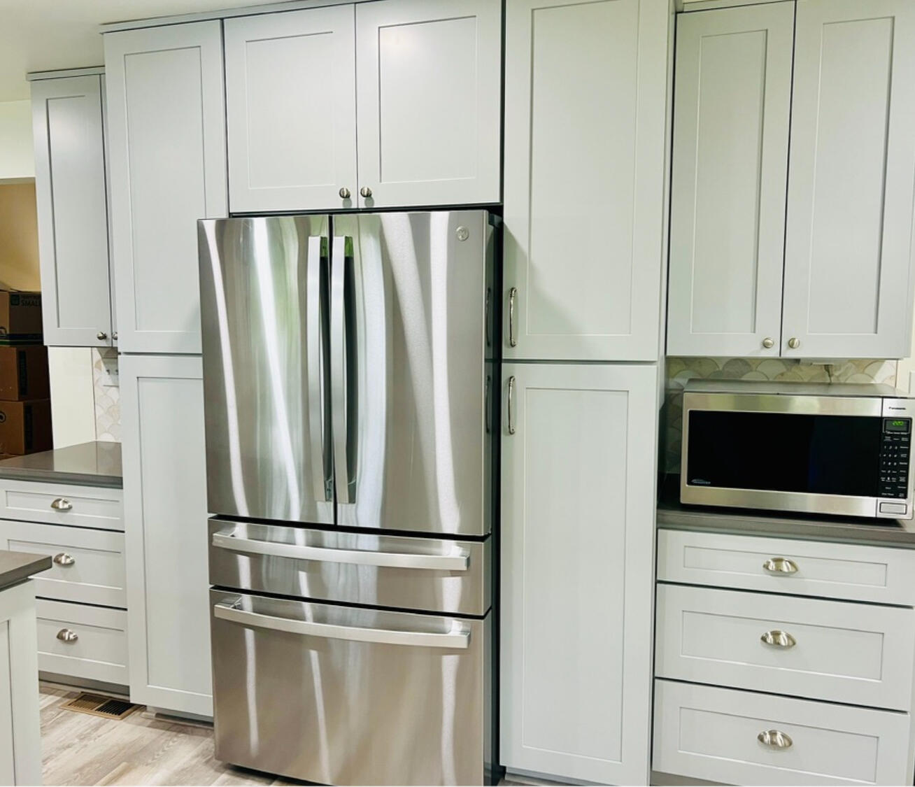 Floor-to-ceiling pantry storage maximizing organization without sacrificing style.